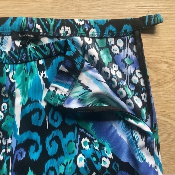 Tropical Print Boho Pants Coastal Blue Teal Abstract Size 4 Lightweight - Picture 8 of 16